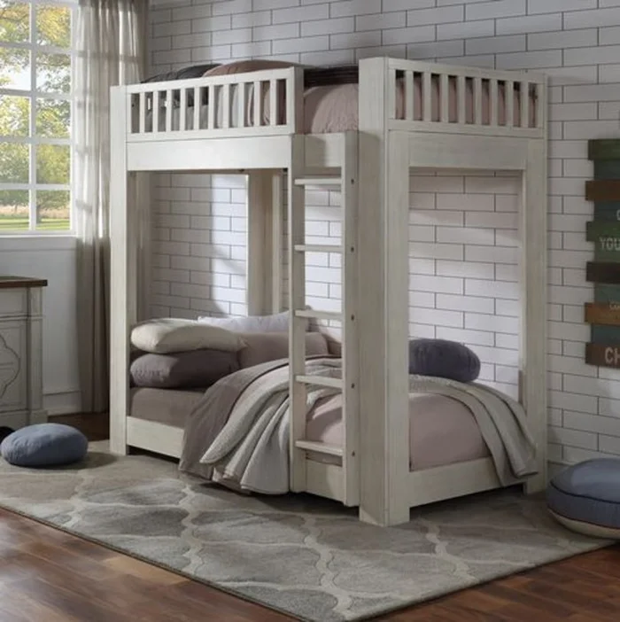 Acme Furniture Cedro Twin/Twin Bunk Bed in Weathered White BD00612 EST SHIP TIME APPX 4 WEEKS