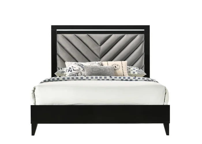 Acme Furniture Chelsie King Bed in Gray/Black 27407EK EST SHIP TIME APPX 4 WEEKS