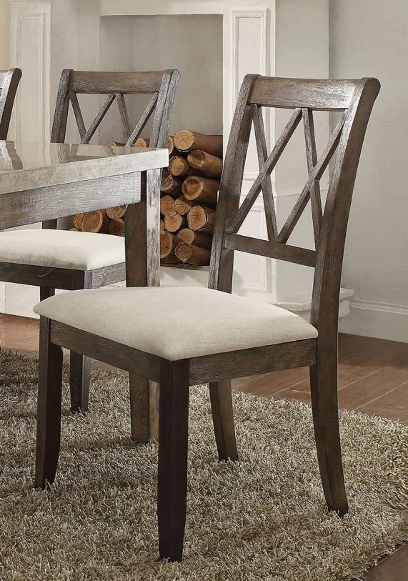Acme Furniture Claudia Side Chair in Beige and Brown (Set of 2) 71717 EST SHIP TIME APPX 4 WEEKS