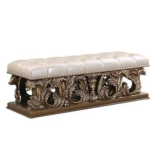 Acme Furniture Constantine Bench in Brown & Gold BD00476 EST SHIP TIME APPX 4 WEEKS