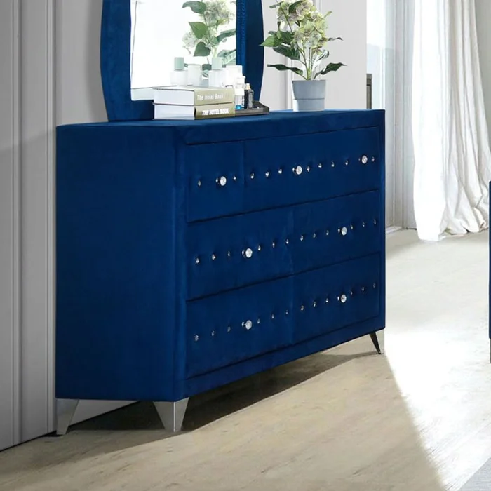 Acme Furniture Dante Dresser in Blue Velvet 24225 EST SHIP TIME APPX 4 WEEKS
