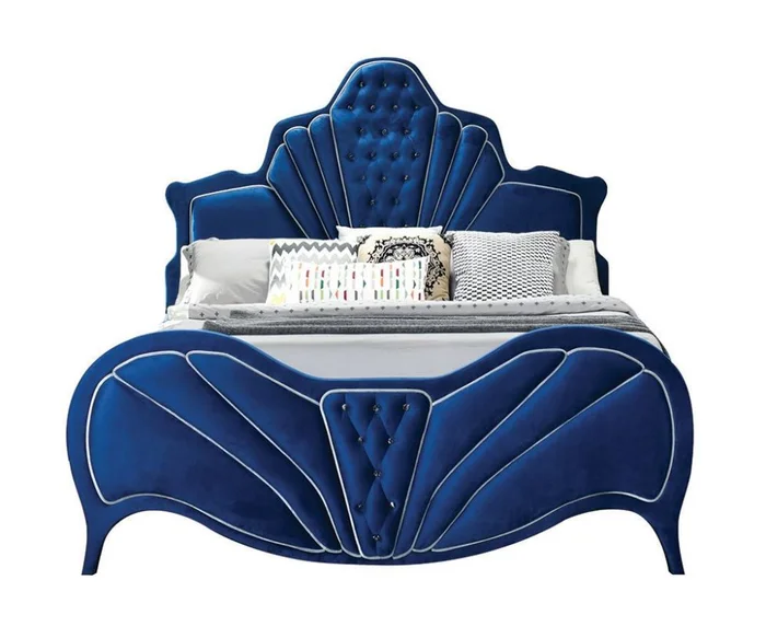 Acme Furniture Dante Queen Bed in Blue Velvet 24220Q EST SHIP TIME APPX 4 WEEKS