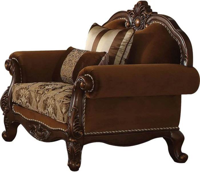 Acme Furniture Jardena Chair with 2 Pillows in Cherry Oak 50657 EST SHIP TIME APPX 4 WEEKS