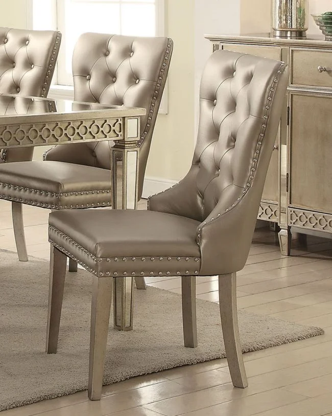 Acme Furniture Kacela Side Chair in Champagne (Set of 2) 72157 EST SHIP TIME APPX 4 WEEKS