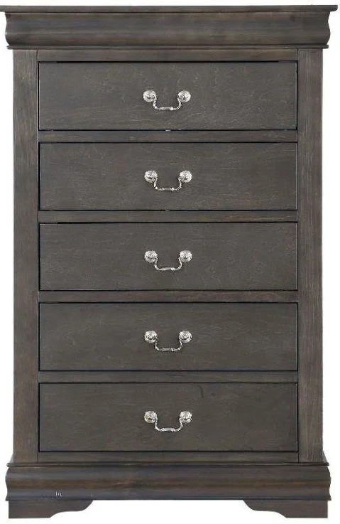 Acme Furniture Louis Philippe III 5 Drawer Chest in Dark Gray 26796 EST SHIP TIME APPX 4 WEEKS