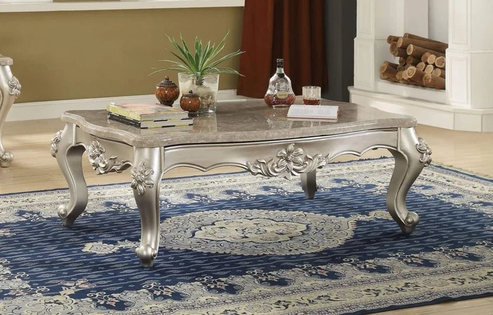 Acme Furniture Ranita Coffee Table with Marble Top in Champagne 81040 EST SHIP TIME APPX 4 WEEKS
