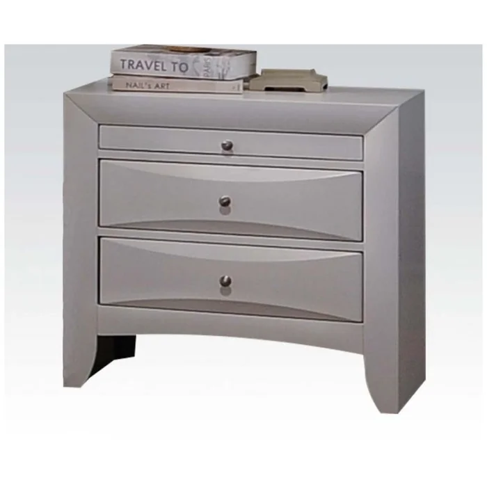 Acme Ireland 3-Drawer Nightstand in White with Pull-out Tray 21704 EST SHIP TIME APPX 4 WEEKS