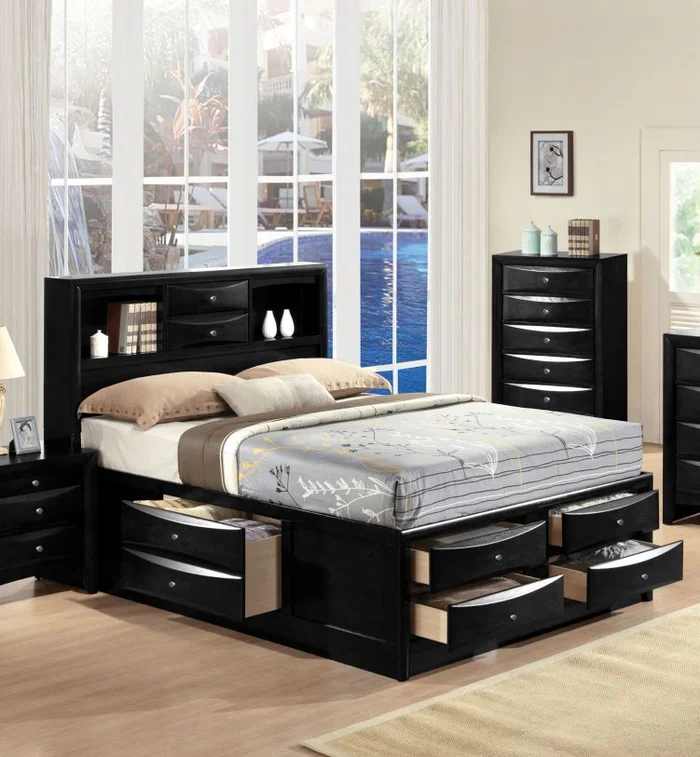 Acme Ireland King Storage Bed in Black 21606EK EST SHIP TIME APPX 4 WEEKS