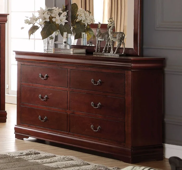 Acme Louis Philippe 6-Drawer Dresser in Cherry 23755 EST SHIP TIME APPX 4 WEEKS