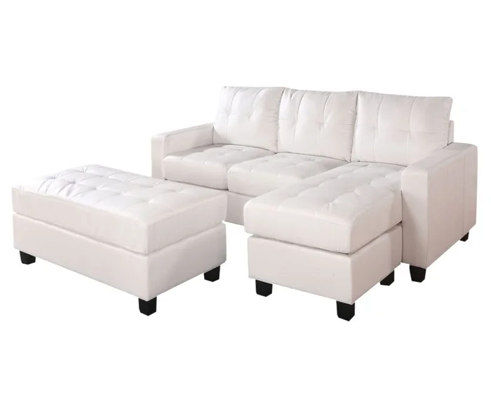 ACME Lyssa Modern Reversible Sectional & Ottoman in White 51210 EST SHIP TIME APPX 4 WEEKS