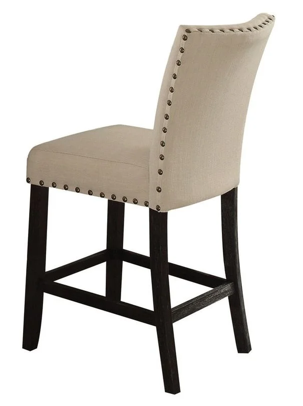 Acme Nolan Counter Height Chair (Set of 2) in White Linen/Weathered Black 72857 EST SHIP TIME APPX 4 WEEKS