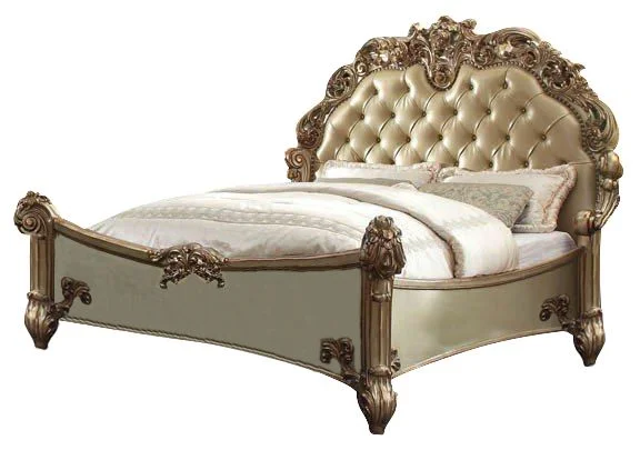 Acme Vendome Button Tufted King Bed in Gold Patina 22997EK EST SHIP TIME APPX 4 WEEKS