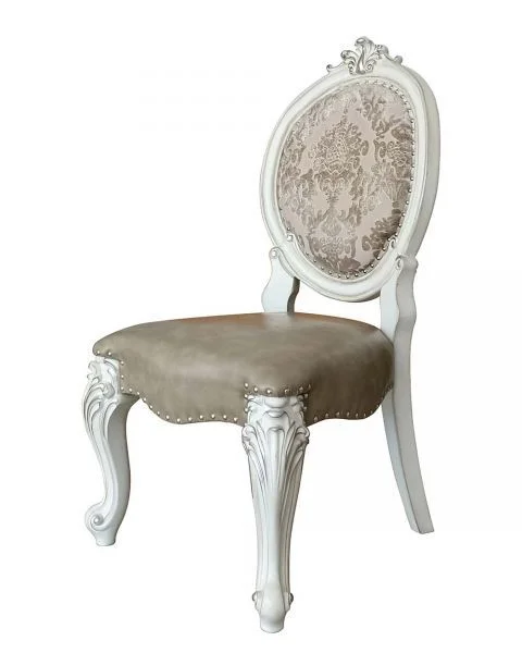 Acme Versailles Side Chair in PU & Bone White (Set of 2) DN01389 EST SHIP TIME APPX 4 WEEKS