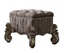 Acme Versailles Vanity Stool in Antique Platinum 26848 EST SHIP TIME APPX 4 WEEKS