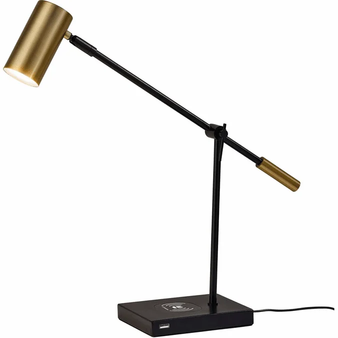 Adesso 4217-01 Collette Contemporary Black and Antique Brass LED Craft Lamp