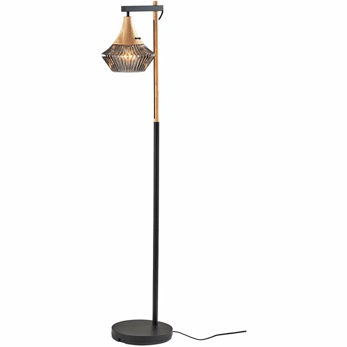 Adesso 6515-12 Elsie Modern Black and Natural Wood Floor Lighting