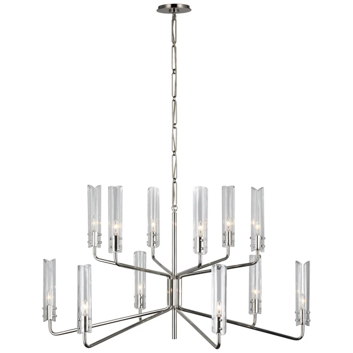 AERIN Casoria Large Two-Tier Chandelier in Polished Nickel with Clear Glass Ceiling Light W42.25″ x H23.75″