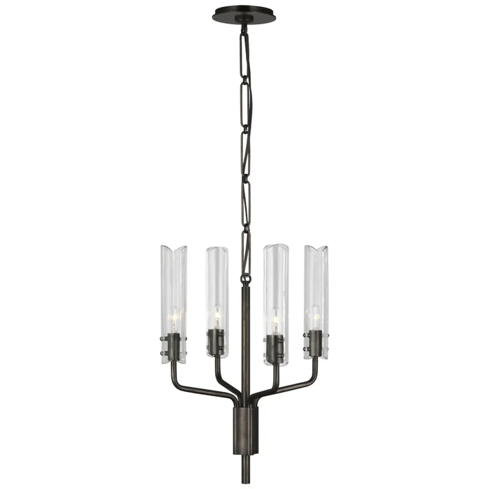AERIN Casoria Petite Chandelier in Bronze with Clear Glass Ceiling Light W15.25″ x H20.5″