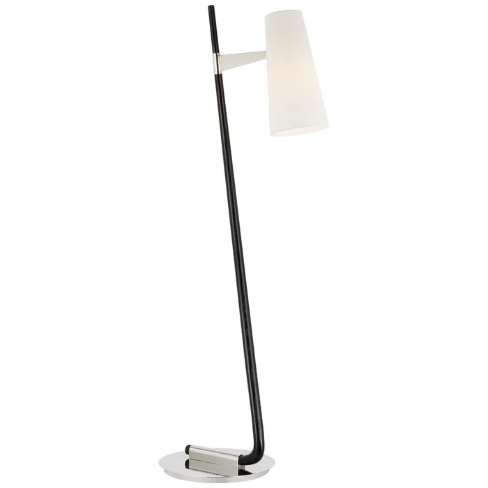 AERIN Katia Floor Lamp in Ebony and Polished Nickel with Linen Shade W14″ x H56.75″
