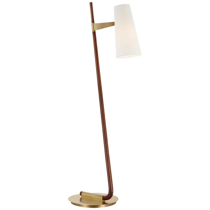 AERIN Katia Floor Lamp in Mahogany and Hand-Rubbed Antique Brass with Linen Shade W14″ x H56.75″