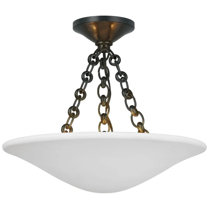 AERIN Mollino 16″ Semi Flush Mount in Bronze with Plaster White Shade Ceiling Light W16″ x H13″
