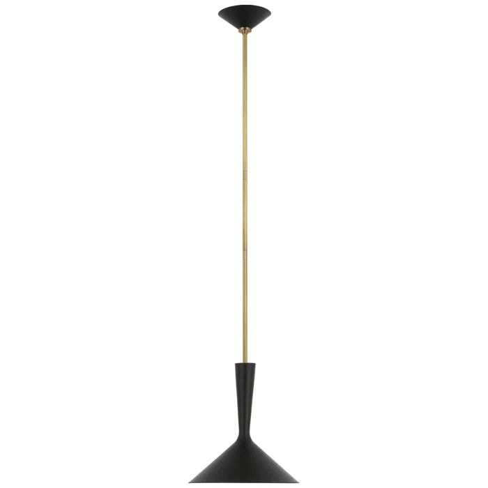 AERIN Rosetta Medium Pendant in Matte Black and Hand-Rubbed Antique Brass Ceiling Light W12″