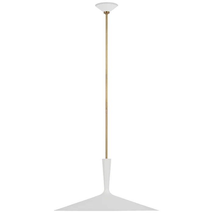 AERIN Rosetta XL Pendant in Matte White and Hand-Rubbed Antique Brass Ceiling Light W26″