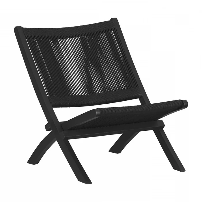 Agave Wood Rope Lounge Chair – Black|Fauteuil de dtente Agave en bois et en corde – noir