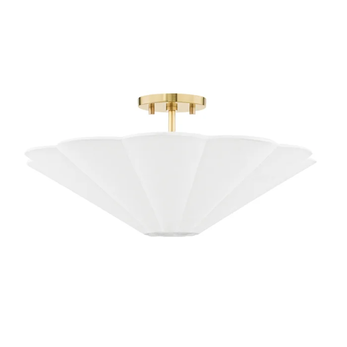 Alana 3-Light Semi Flush in Aged Brass 10L x 20W x 9.5H