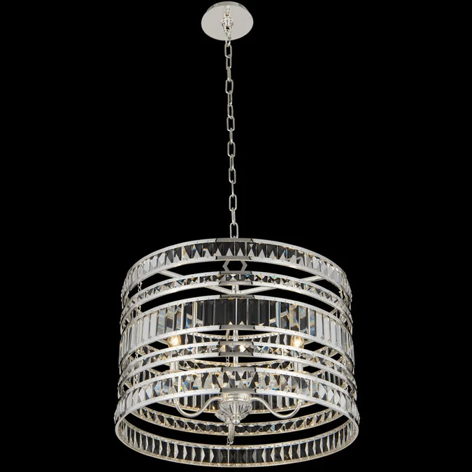 Allegri 037054-014-FR001 Strato Polished Silver 22″ Drum Lighting Pendant