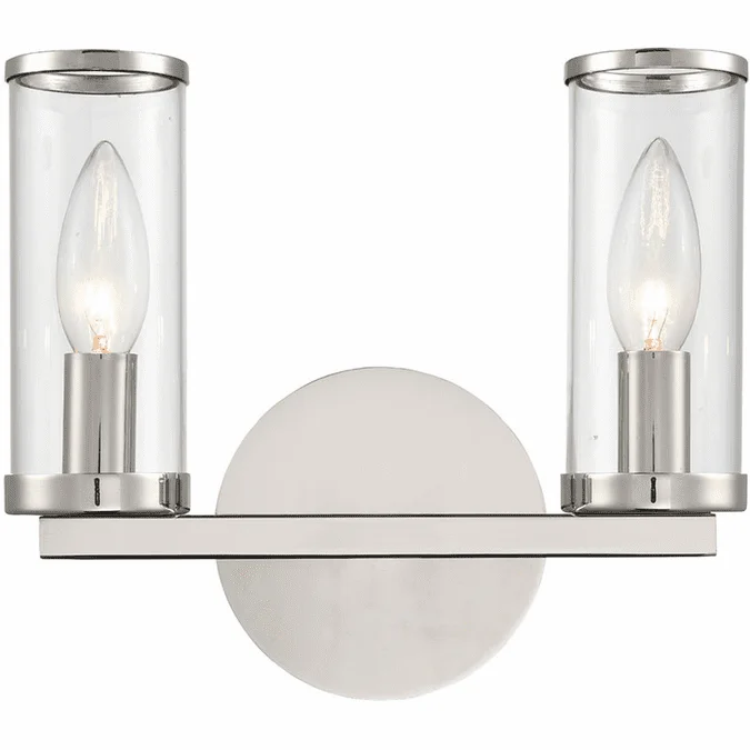 Alora WV309022PNCG Revolve Contemporary Polished Nickel 2-Light Bathroom Vanity Lighting
