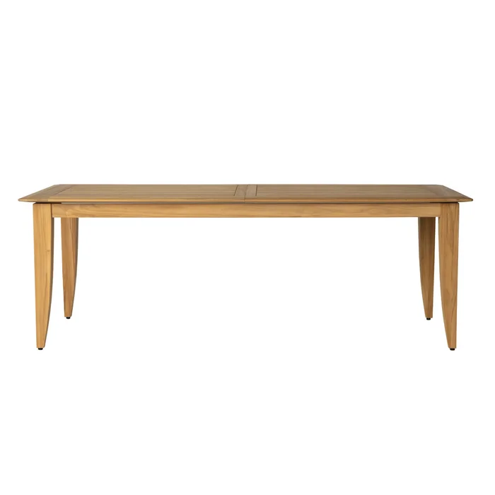 alpine 86″ – 112″ rectangular butterfly table in natural teak finish