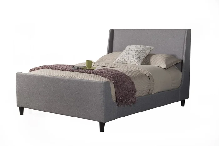 Alpine Furniture Amber Cal King Upholstered Bed in Grey Linen 1094CK PROMO