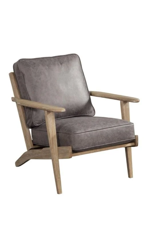 Alpine Furniture Artica Lounge Chair in Grey with Iron Brush Natural Frame 9116 PROMO