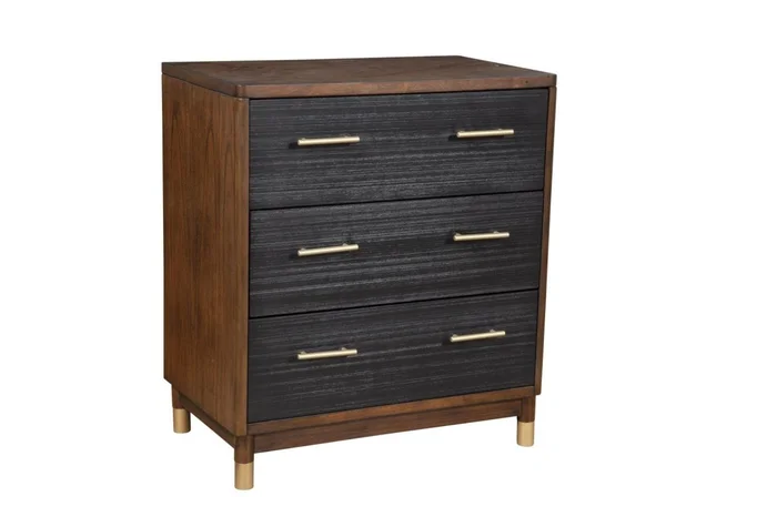 Alpine Furniture Belham 3 Drawer Small Chest in Two Tone – Dark Walnut & Black 1971-04 PROMO PROMO