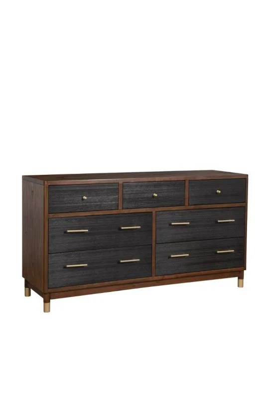 Alpine Furniture Belham 7 Drawer Dresser in Two Tone – Dark Walnut & Black 1971-03 PROMO