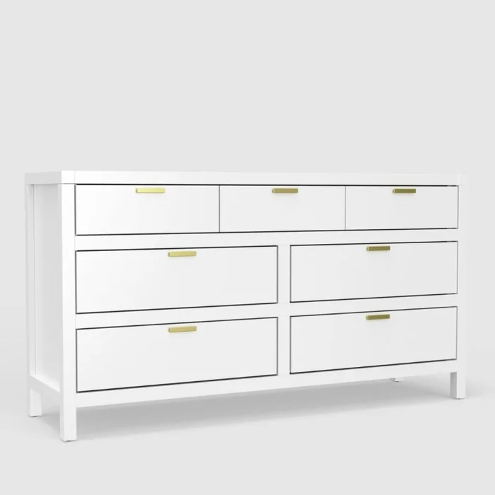 Alpine Furniture Carmel 7 Drawer Dresser in White JR-W-03 PROMO