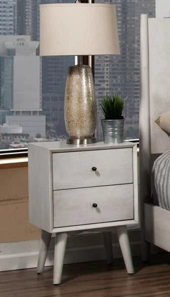 Alpine Furniture Flynn 2 Drawer Nightstand in Gray 966G-02 PROMO