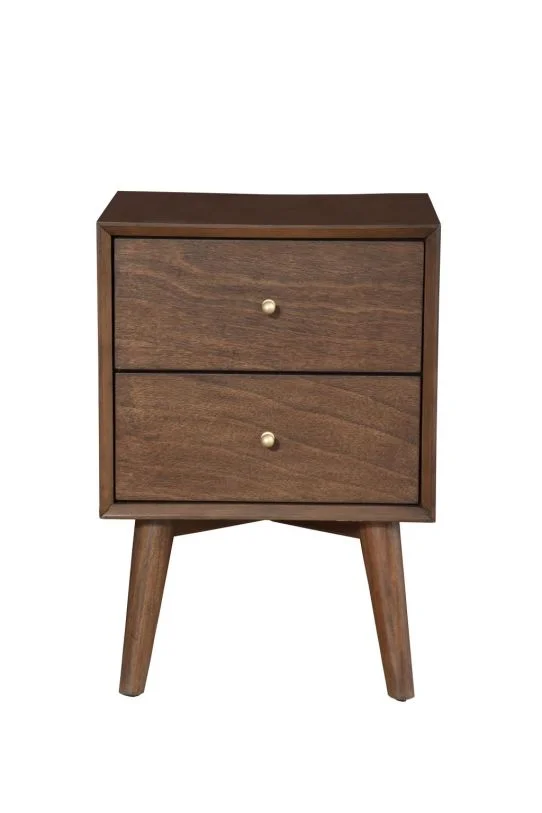 Alpine Furniture Flynn 2 Drawer Nightstand in Walnut 966WAL-02 PROMO