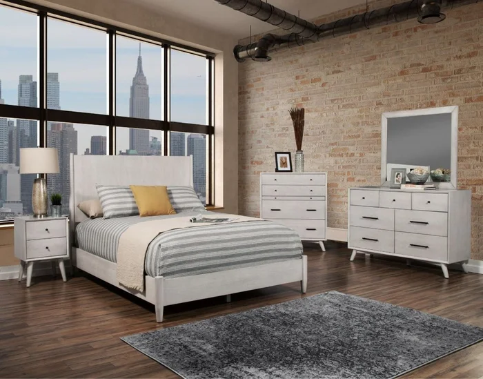 Alpine Furniture Flynn 4-Piece Panel Bedroom Set in Gray PROMO