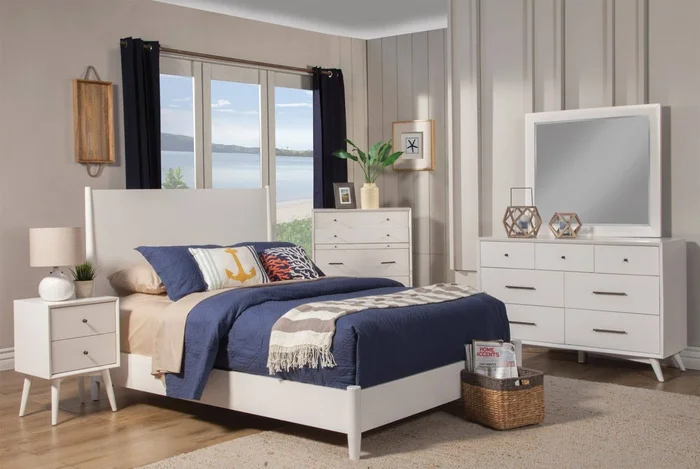 Alpine Furniture Flynn 766/966 4-Piece Platform Bedroom Set in White PROMO