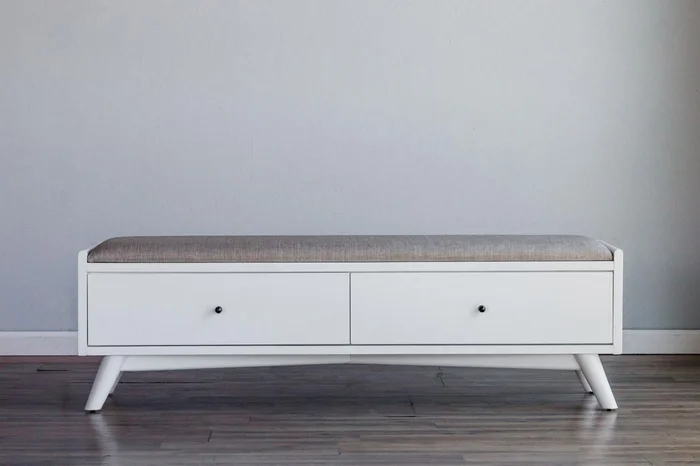 Alpine Furniture Flynn Bench in White 966-W-12 PROMO