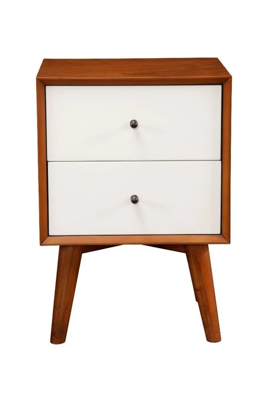 Alpine Furniture Flynn Nightstand in Acorn/White 999-02 PROMO