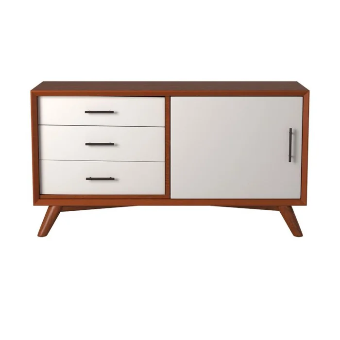 Alpine Furniture Flynn Small TV Console in Acorn/White 999-15 PROMO