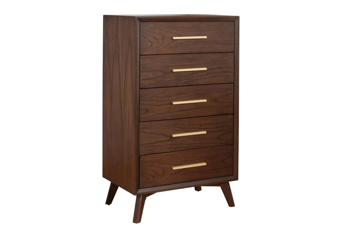 Alpine Furniture Gramercy 5 Drawer Chest in Walnut 1978-05 PROMO