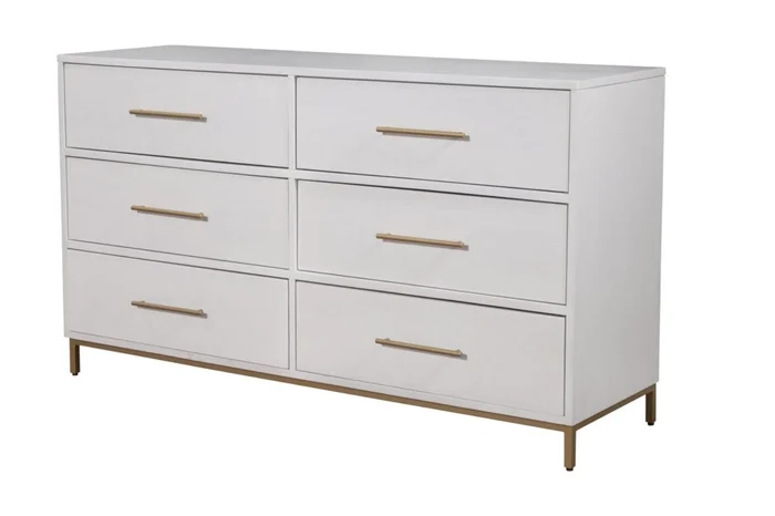 Alpine Furniture Madelyn Six Drawer Dresser in White 2010-03 PROMO
