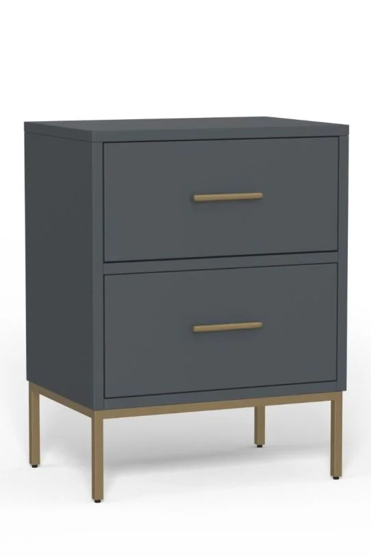 Alpine Furniture Madelyn Two Drawer Nightstand in Slate Gray in Slate Gray 2010G-02 PROMO