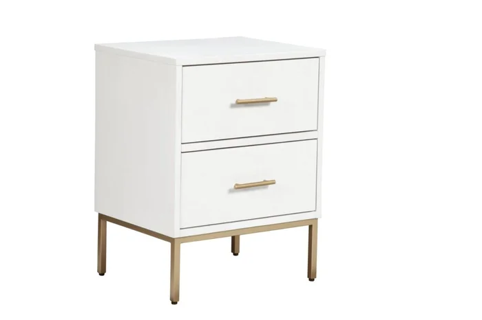 Alpine Furniture Madelyn Two Drawer Nightstand in White 2010-02 PROMO