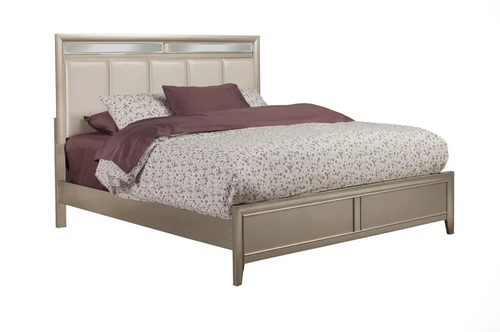 Alpine Furniture Silver Dreams King Panel Bed w/Upholstered Headboard in Silver 1519-07EK PROMO
