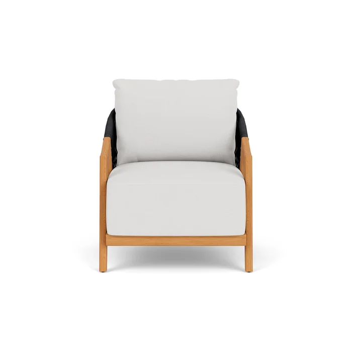 alpine lounge chair in natural teak finish with canvas natural fabric grade a